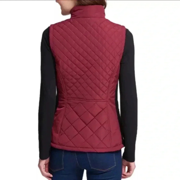 ANDREW MARC Ladies' Quilted Vest Size Small Red Beet Full Zip Sleeveless Jacket - Picture 4 of 12